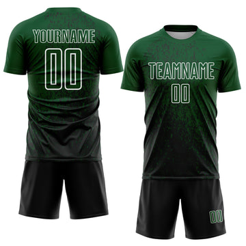 Custom Green Black-White Abstract Fragment Art Sublimation Soccer Uniform Jersey