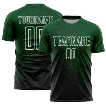 Custom Green Black-White Abstract Fragment Art Sublimation Soccer Uniform Jersey