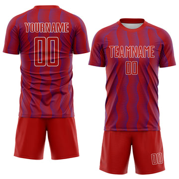 Custom Red Purple-White Geometric Shape Sublimation Soccer Uniform Jersey