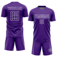 Load image into Gallery viewer, Custom Purple White Geometric Shape Sublimation Soccer Uniform Jersey
