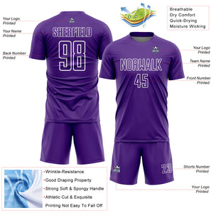 Custom Purple White Geometric Shape Sublimation Soccer Uniform Jersey