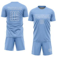 Load image into Gallery viewer, Custom Light Blue White Geometric Shape Sublimation Soccer Uniform Jersey
