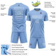 Load image into Gallery viewer, Custom Light Blue White Geometric Shape Sublimation Soccer Uniform Jersey
