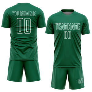 Custom Kelly Green White Geometric Shape Sublimation Soccer Uniform Jersey