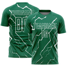 Load image into Gallery viewer, Custom Kelly Green White Lightning Sublimation Soccer Uniform Jersey
