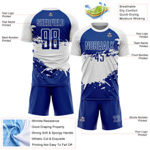 Load image into Gallery viewer, Custom Royal White Splash Sublimation Soccer Uniform Jersey
