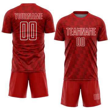 Custom Red White Line Sublimation Soccer Uniform Jersey