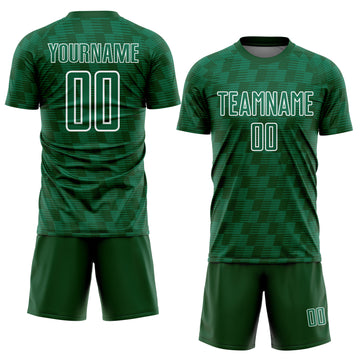 Custom Kelly Green Green-White Line Sublimation Soccer Uniform Jersey