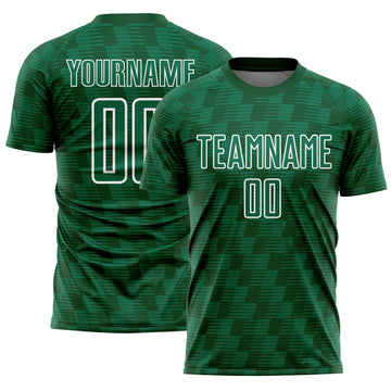 Custom Kelly Green Green-White Line Sublimation Soccer Uniform Jersey