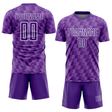 Custom Purple Medium Purple-White Line Sublimation Soccer Uniform Jersey