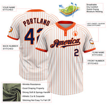 Load image into Gallery viewer, Custom White Orange Pinstripe Navy Two-Button Unisex Softball Jersey
