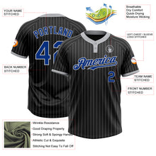 Load image into Gallery viewer, Custom Black Gray Pinstripe Royal Two-Button Unisex Softball Jersey
