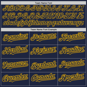 Custom Navy Gold Pinstripe Gold Two-Button Unisex Softball Jersey