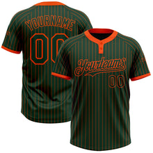 Load image into Gallery viewer, Custom Green Orange Pinstripe Orange Two-Button Unisex Softball Jersey
