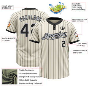 Custom Cream Black Pinstripe Gray Two-Button Unisex Softball Jersey