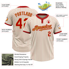 Load image into Gallery viewer, Custom Cream Red Pinstripe Old Gold Two-Button Unisex Softball Jersey
