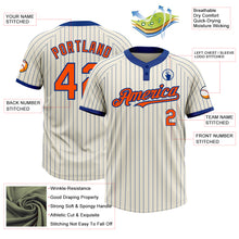 Load image into Gallery viewer, Custom Cream Royal Pinstripe Orange Two-Button Unisex Softball Jersey
