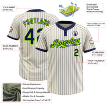 Load image into Gallery viewer, Custom Cream Navy Pinstripe Neon Green Two-Button Unisex Softball Jersey
