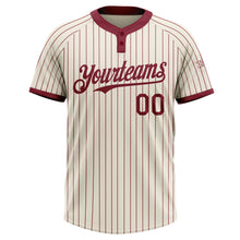 Load image into Gallery viewer, Custom Cream Crimson Pinstripe Crimson Two-Button Unisex Softball Jersey
