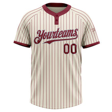 Load image into Gallery viewer, Custom Cream Crimson Pinstripe Gray Two-Button Unisex Softball Jersey
