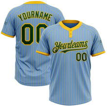 Load image into Gallery viewer, Custom Light Blue Yellow Pinstripe Green Two-Button Unisex Softball Jersey
