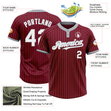 Load image into Gallery viewer, Custom Crimson Gray Pinstripe White Two-Button Unisex Softball Jersey
