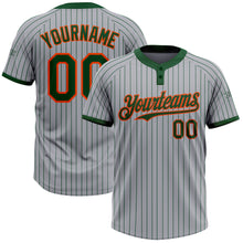 Load image into Gallery viewer, Custom Gray Green Pinstripe Orange Two-Button Unisex Softball Jersey
