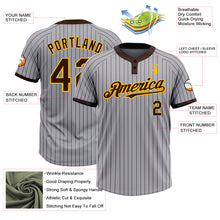 Load image into Gallery viewer, Custom Gray Brown Pinstripe Gold Two-Button Unisex Softball Jersey
