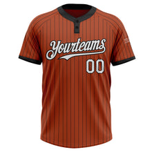 Load image into Gallery viewer, Custom Texas Orange Black Pinstripe White Two-Button Unisex Softball Jersey
