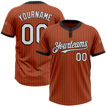 Load image into Gallery viewer, Custom Texas Orange Black Pinstripe White Two-Button Unisex Softball Jersey
