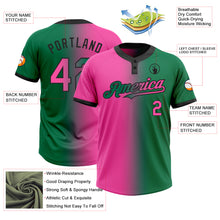 Load image into Gallery viewer, Custom Kelly Green Pink-Black Gradient Fashion Two-Button Unisex Softball Jersey
