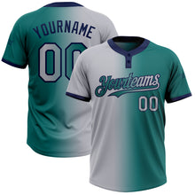 Load image into Gallery viewer, Custom Teal Gray-Navy Gradient Fashion Two-Button Unisex Softball Jersey
