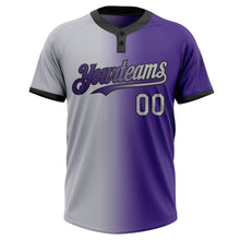 Load image into Gallery viewer, Custom Purple Gray-Black Gradient Fashion Two-Button Unisex Softball Jersey
