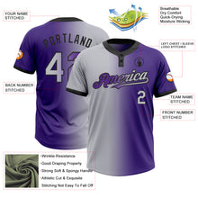 Load image into Gallery viewer, Custom Purple Gray-Black Gradient Fashion Two-Button Unisex Softball Jersey
