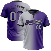 Load image into Gallery viewer, Custom Purple Gray-Black Gradient Fashion Two-Button Unisex Softball Jersey
