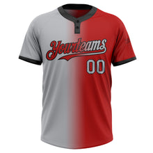 Load image into Gallery viewer, Custom Red Gray-Black Gradient Fashion Two-Button Unisex Softball Jersey
