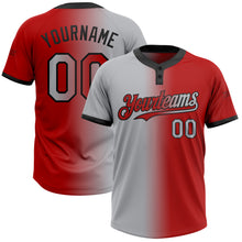 Load image into Gallery viewer, Custom Red Gray-Black Gradient Fashion Two-Button Unisex Softball Jersey
