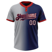 Load image into Gallery viewer, Custom Navy Gray-Red Gradient Fashion Two-Button Unisex Softball Jersey
