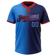 Load image into Gallery viewer, Custom Navy Electric Blue-Red Gradient Fashion Two-Button Unisex Softball Jersey
