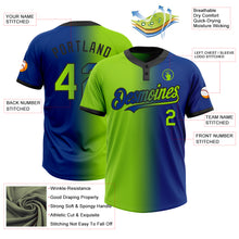 Load image into Gallery viewer, Custom Royal Neon Green-Black Gradient Fashion Two-Button Unisex Softball Jersey
