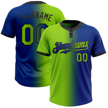 Load image into Gallery viewer, Custom Royal Neon Green-Black Gradient Fashion Two-Button Unisex Softball Jersey
