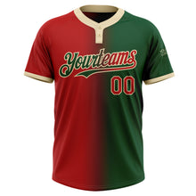 Load image into Gallery viewer, Custom Green Red-Cream Gradient Fashion Two-Button Unisex Softball Jersey
