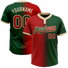 Load image into Gallery viewer, Custom Green Red-Cream Gradient Fashion Two-Button Unisex Softball Jersey
