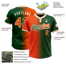 Load image into Gallery viewer, Custom Green Orange-Cream Gradient Fashion Two-Button Unisex Softball Jersey
