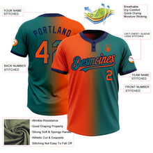 Load image into Gallery viewer, Custom Teal Orange-Navy Gradient Fashion Two-Button Unisex Softball Jersey
