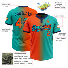 Load image into Gallery viewer, Custom Aqua Orange-Navy Gradient Fashion Two-Button Unisex Softball Jersey
