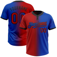 Load image into Gallery viewer, Custom Thunder Blue Red-Black Gradient Fashion Two-Button Unisex Softball Jersey
