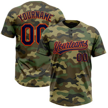 Load image into Gallery viewer, Custom Camo Navy-Orange Salute To Service Two-Button Unisex Softball Jersey
