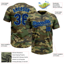 Load image into Gallery viewer, Custom Camo Navy-Electric Blue Salute To Service Two-Button Unisex Softball Jersey
