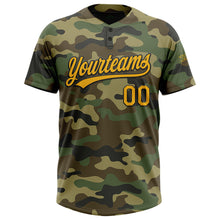 Load image into Gallery viewer, Custom Camo Gold-Black Salute To Service Two-Button Unisex Softball Jersey
